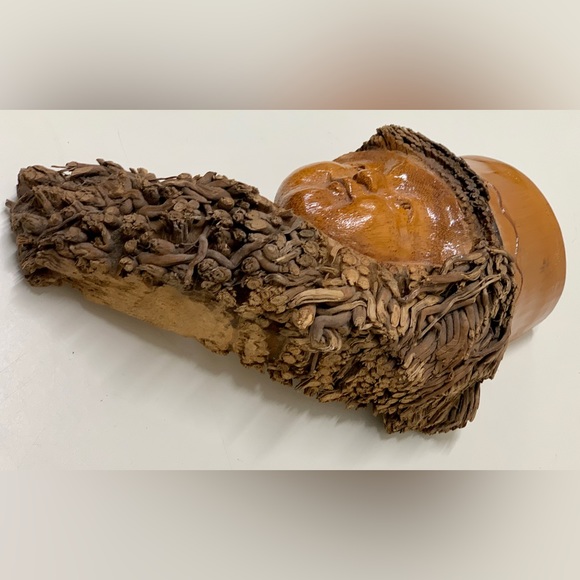 Vintage Hand Carved Native American Folk Art Bamboo Tree Root Face Mask - Picture 10 of 16